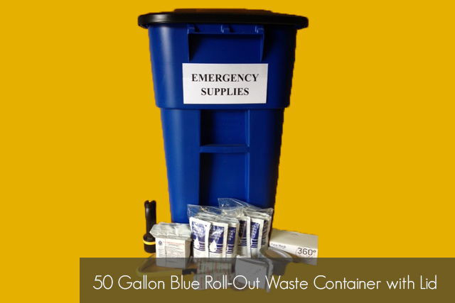 50 Gallon Blue Roll-Out Waste Container with Lid